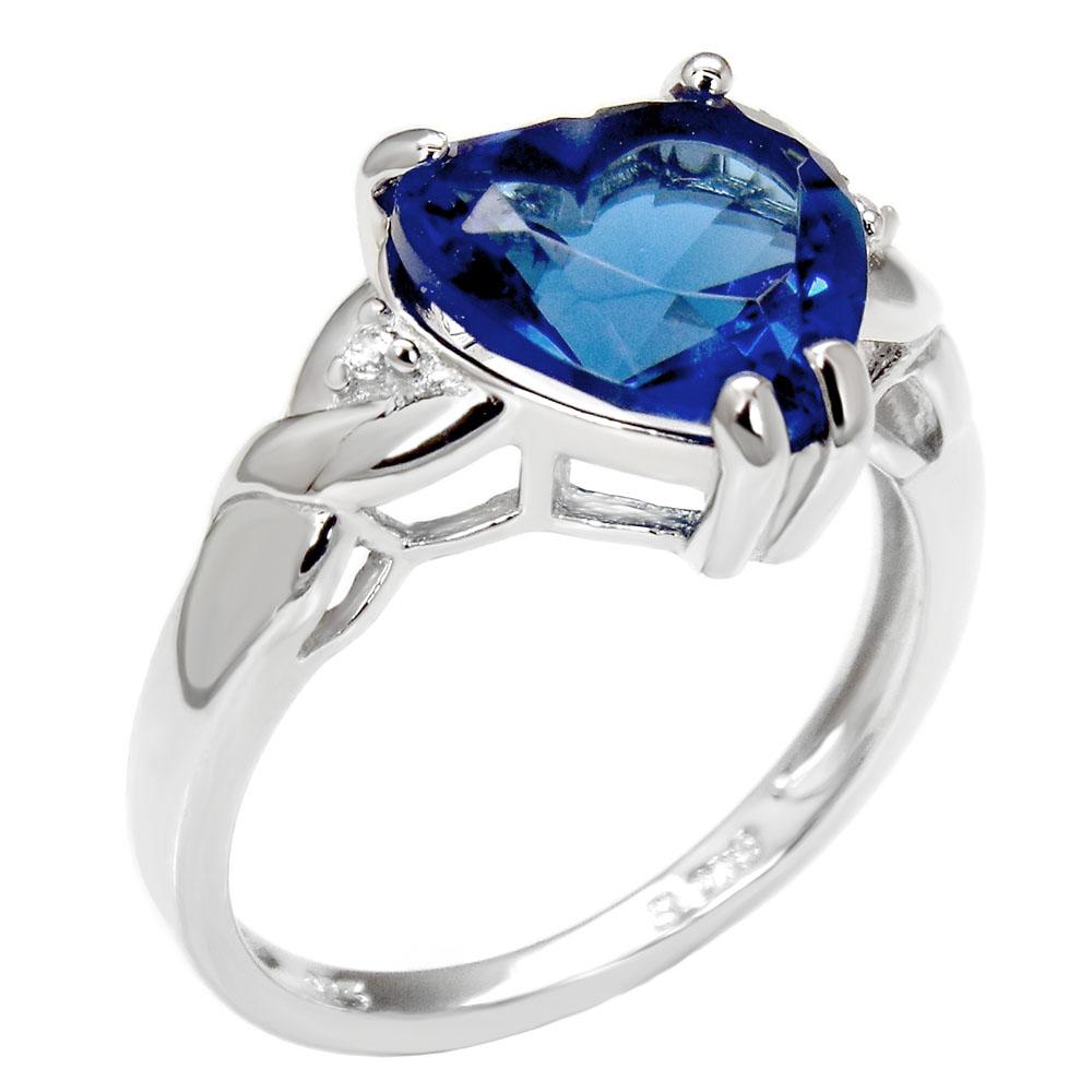 Sterling Silver Heart Tanzanite Cubic Zirconia Ring