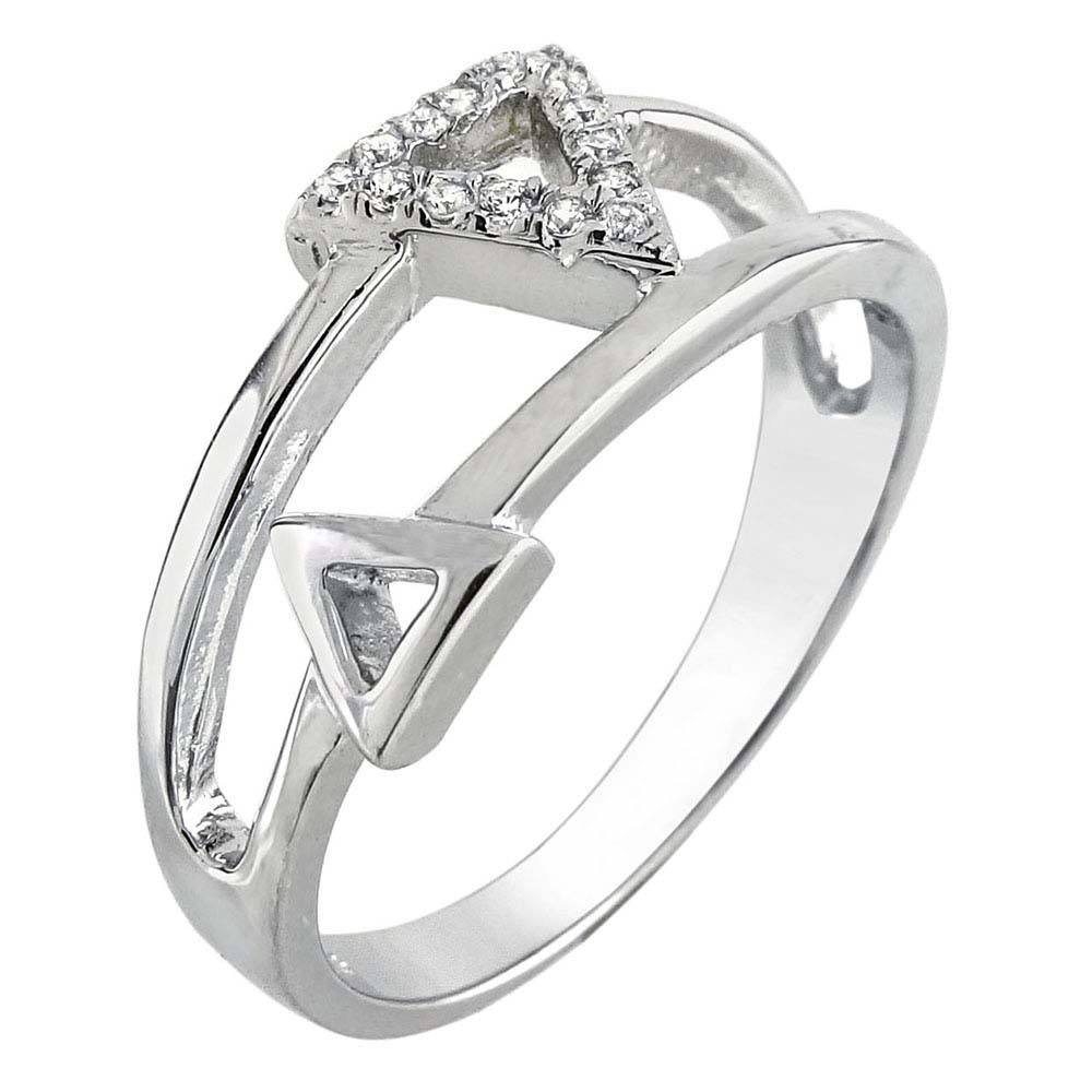 Sterling Silver Double Triangle CZ Ring