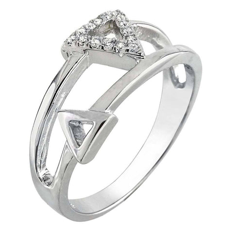 Sterling Silver Double Triangle CZ Ring