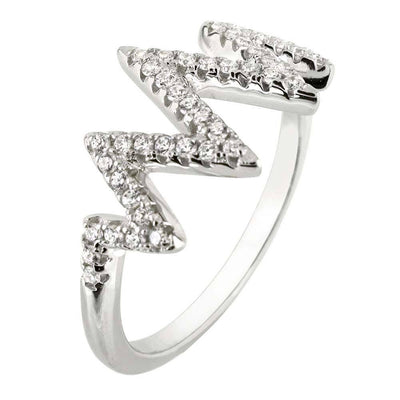Sterling Silver Cubic Zirconia Zig Zag Ring