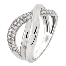 Load image into Gallery viewer, Sterling Silver Cubic Zirconia Criss Cross RingAnd Width 10.8mmAnd Weight 4.6gram