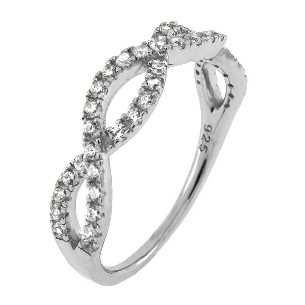 Sterling Silver Crisscross Braided Cubic Zirconia RingAnd Width 4.15mm