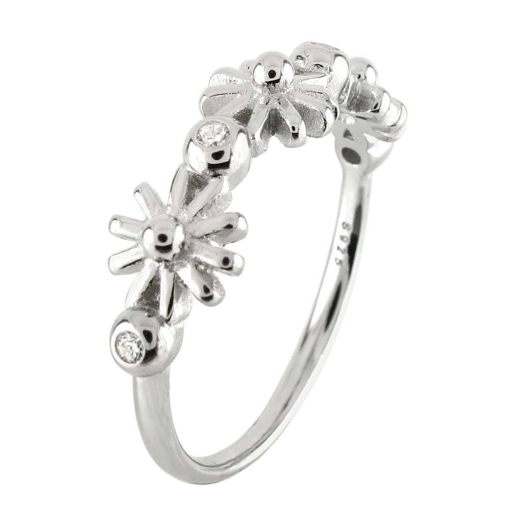 Sterling Silver Snowflake W. Small CZ Ring