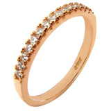 Sterling Silver 2mm Cubic Zirconia Rose Gold Plated Band Ring