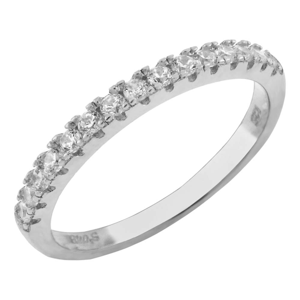 Sterling Silver 2mm Cubic Zirconia Band Ring