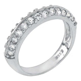 Sterling Silver Double Line Cubic Zirconia Band Ring