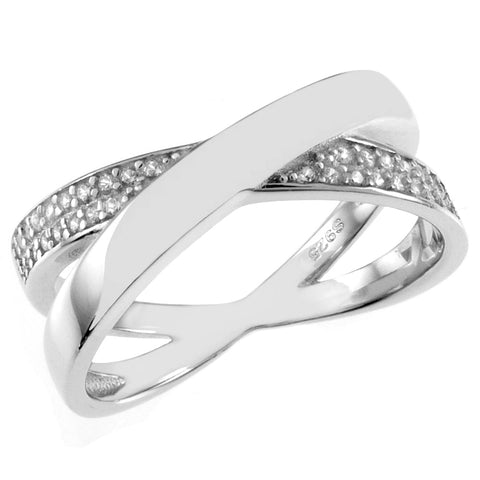 Sterling Silver Criss Cross Ring Width-8.4mm