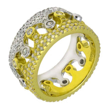 Load image into Gallery viewer, Sterling Silver Double Crown Two Tone Pave CZ Ring