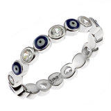 Sterling Silver Bezel Set Evil Eye And CZ Band Ring