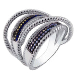 Sterling Silver Spinner Round Shaped Multi Color Stone White And Black Rhodium RingAnd Weight 7.9gramAnd Width 16.8 mm