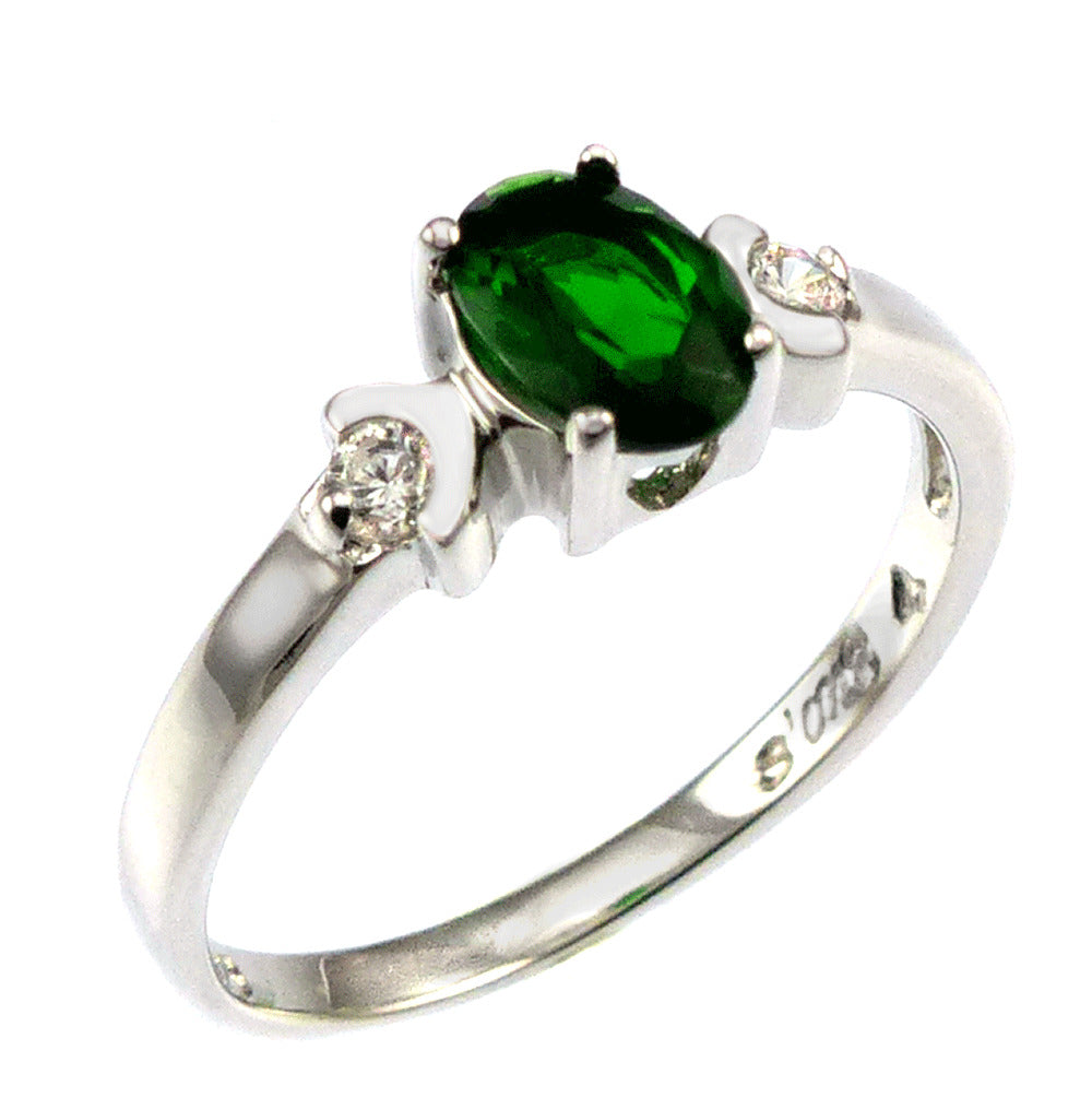 Sterling Silver Emerald Green CZ Baby Ring