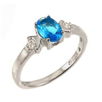 Sterling Silver Blue Zircon CZ Baby Ring