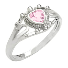 Load image into Gallery viewer, Sterling Silver Pink CZ Heart Baby Ring