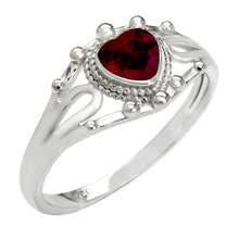 Load image into Gallery viewer, Sterling Silver Garnet CZ Heart Baby Ring