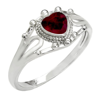 Sterling Silver Garnet CZ Heart Baby Ring