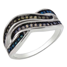 Load image into Gallery viewer, Sterling Silver BlueAnd Yellow Nano Stone With White And Black Rhodium RingAnd Width 8.8mm