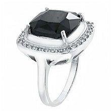 Load image into Gallery viewer, Sterling Silver Black CZ Cocktail Ring