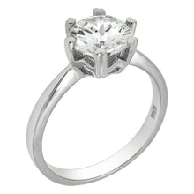 Load image into Gallery viewer, Sterling Silver Plain Round CZ Engagement RingAnd Width of 7MM
