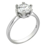 Sterling Silver Plain Round CZ Engagement RingAnd Width of 7MM