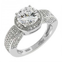 Load image into Gallery viewer, Sterling Silver Side Stones Cubic Promise RingAnd Width of 10MM