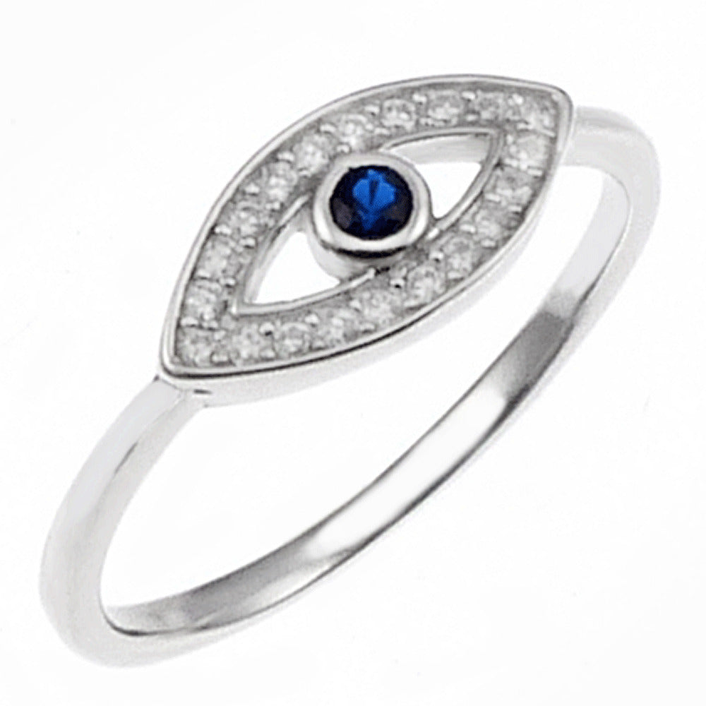 Sterling Silver Evil Eye Cubic Zirconia Ring