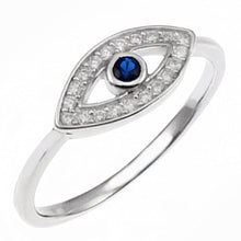 Load image into Gallery viewer, Sterling Silver Evil Eye Cubic Zirconia Ring