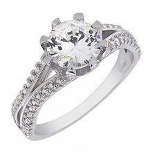 Load image into Gallery viewer, Sterling Silver Double Layered Cubic Zirconia Engagement RingAnd Width of 9MM