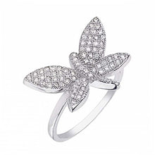 Load image into Gallery viewer, Sterling Silver Cubic Zirconia Stylish Butterfly RingAnd Width of 12.5MM