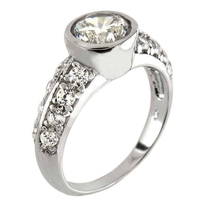 Sterling Silver Bezel Engagement RingAnd Width 7.6 mm