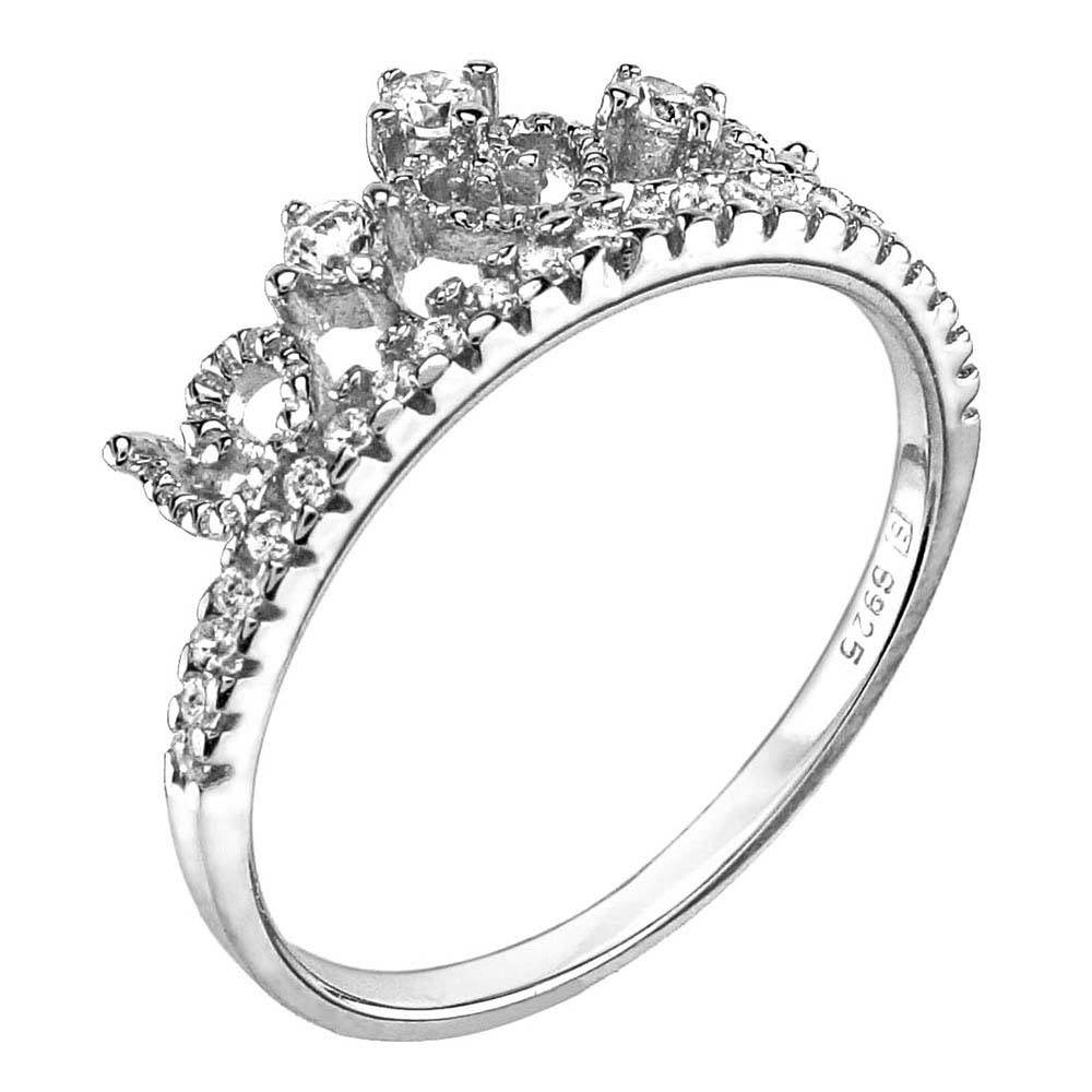 Sterling Silver Crown Pave CZ Ring