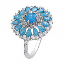 Load image into Gallery viewer, Sterling Silver Floral Design Cubic Zirconia Stone RingAnd Width of 17 1/2MM