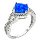 Sterling Silver Simulated Blue Diamond Cut Blue Opal With Infinity CZ RingAnd Width 10.5 mm