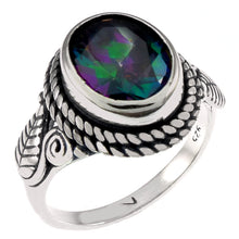 Load image into Gallery viewer, Sterling Silver Oxidize Oval Mystic Topaz Ring Width-13mm, Height-15mm