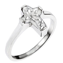 Load image into Gallery viewer, Sterling Silver Cushion Cut Cubic Zirconia Cross Ring