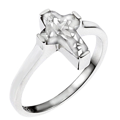 Sterling Silver Cushion Cut Cubic Zirconia Cross Ring