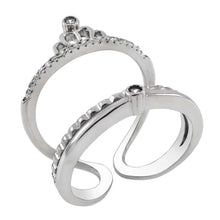 Load image into Gallery viewer, Sterling Silver Adjustable Cubic Zirconia Crown RingAnd Width 19.5 mm