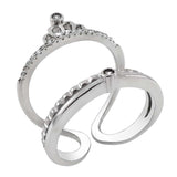 Sterling Silver Adjustable Cubic Zirconia Crown RingAnd Width 19.5 mm