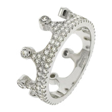 Load image into Gallery viewer, Sterling Silver Micro Pave CZ Crown Rhodium Ring - silverdepot