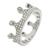 Sterling Silver Micro Pave CZ Crown Rhodium Ring