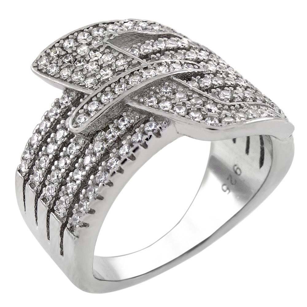 Sterling Silver Belt Buckle Pave CZ Ring