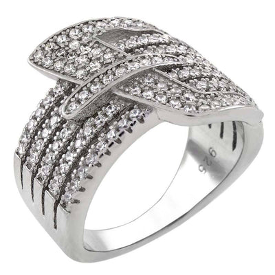 Sterling Silver Belt Buckle Pave CZ Ring
