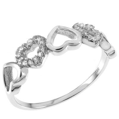 Sterling Silver CZ Heart Ring Width-5.7mm