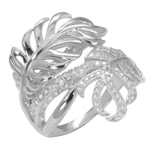 Load image into Gallery viewer, Sterling Silver Pave Cubic Zirconia Leaf Ring