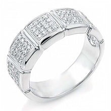 Load image into Gallery viewer, Sterling Silver Fancy Pave Grade AAA Round Cz Square Shape Ring with Ring Width of 7MM