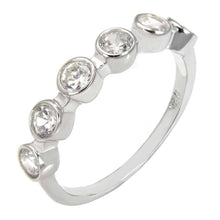 Load image into Gallery viewer, Sterling Silver Bezel Round Cubic Zirconia Band Ring