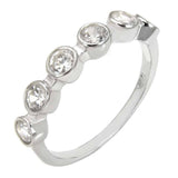 Sterling Silver Bezel Round Cubic Zirconia Band Ring