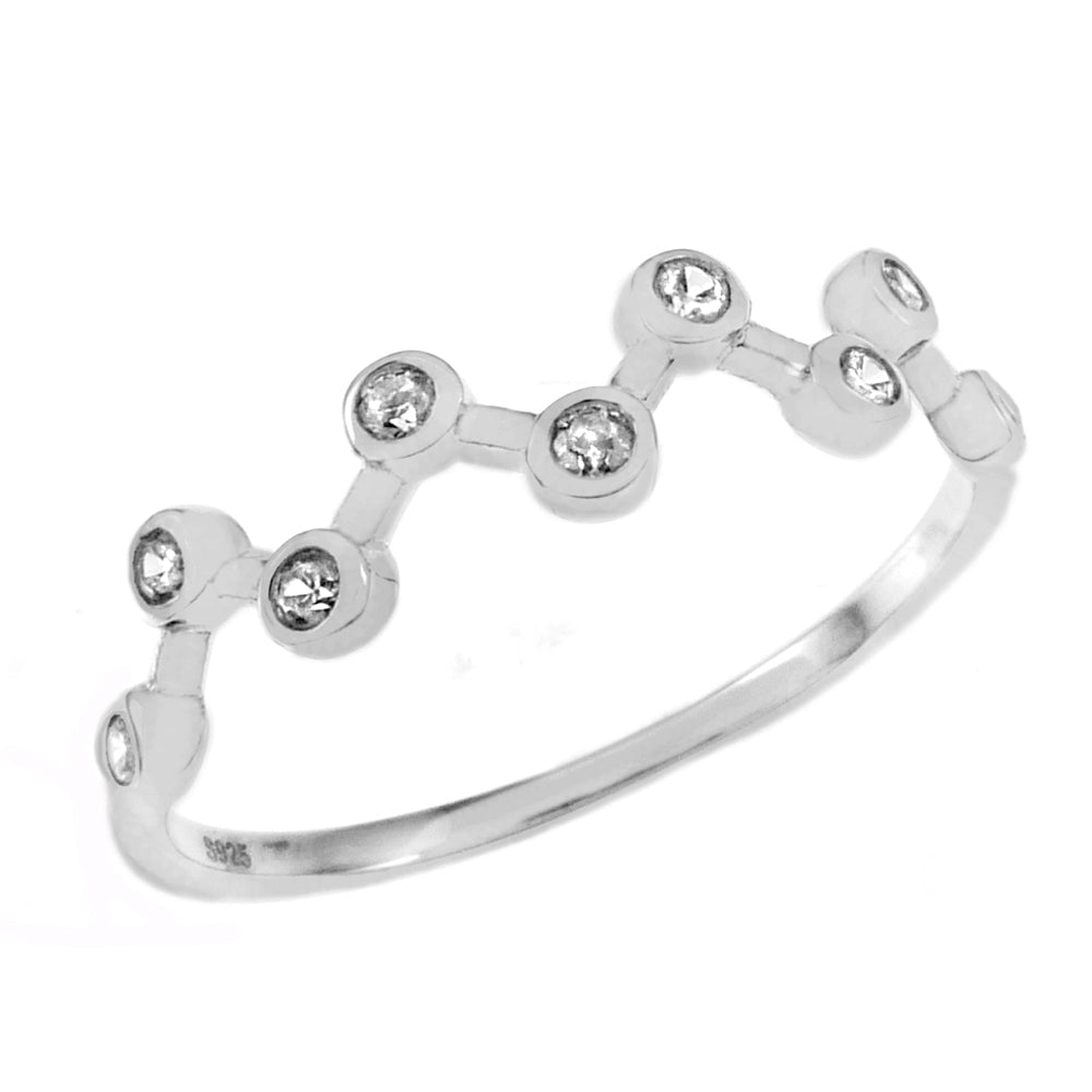 Sterling Silver CZ Bezel Set Zigzag Band Toe Ring Width-4mm