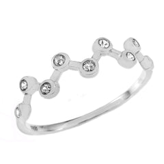 Sterling Silver CZ Bezel Set Zigzag Band Toe Ring Width-4mm