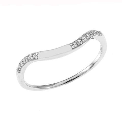 Sterling Silver CZ Curved Band Toe Ring Width-1.5mm