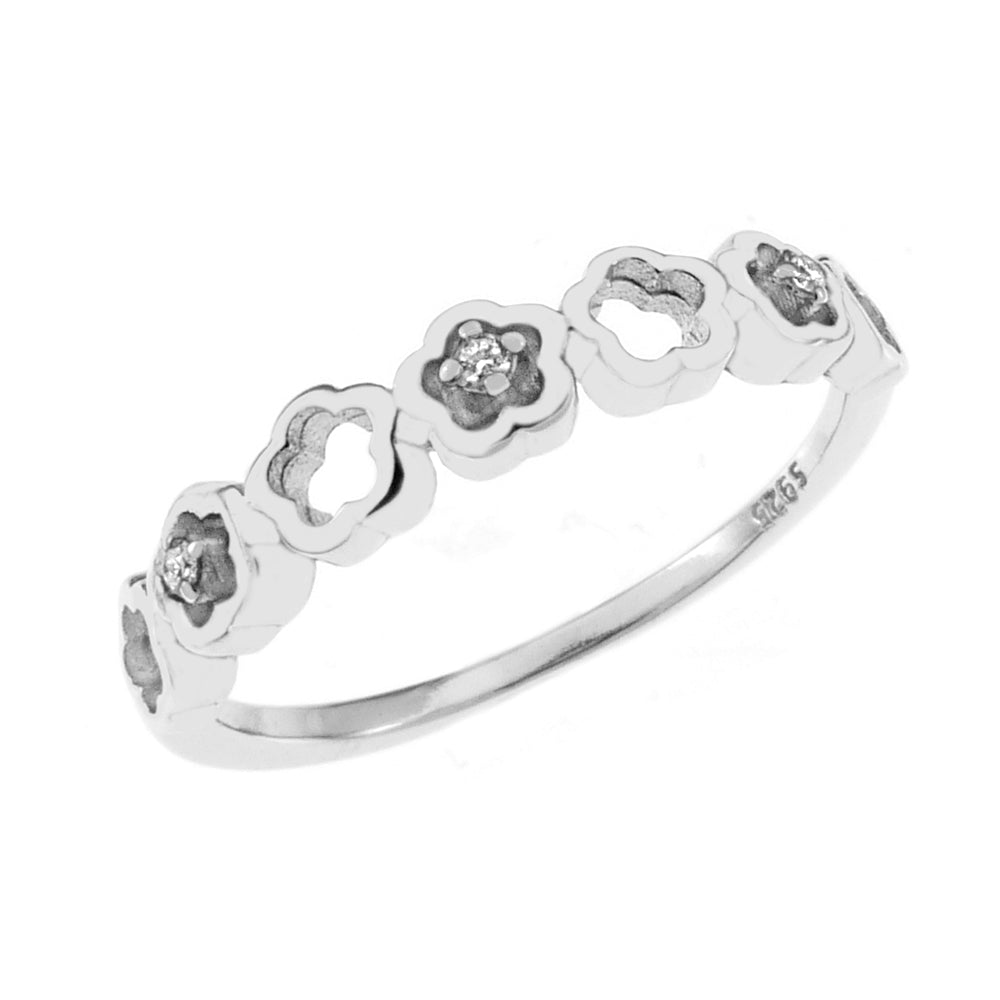 Sterling Silver Flower Band Toe Ring Width-3.3mm